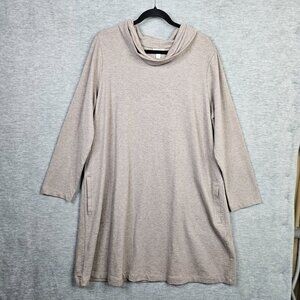 Pure Jill Women’s Crowl Neck Beige Long Sleeve Tunic Dress Size XL